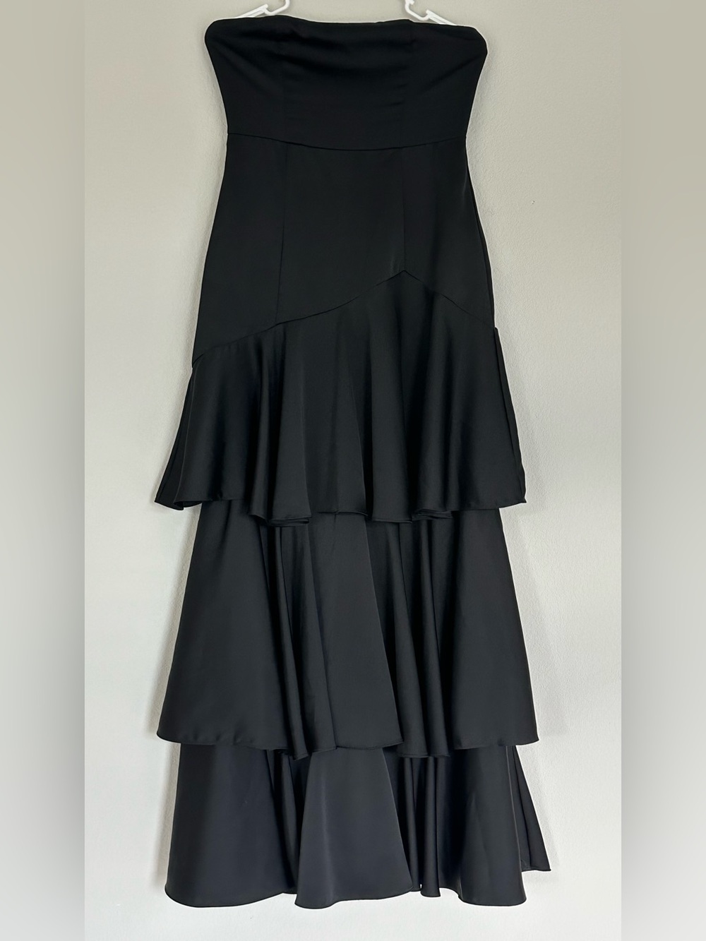 Lulus Black Strapless Tiered Dress | Medium